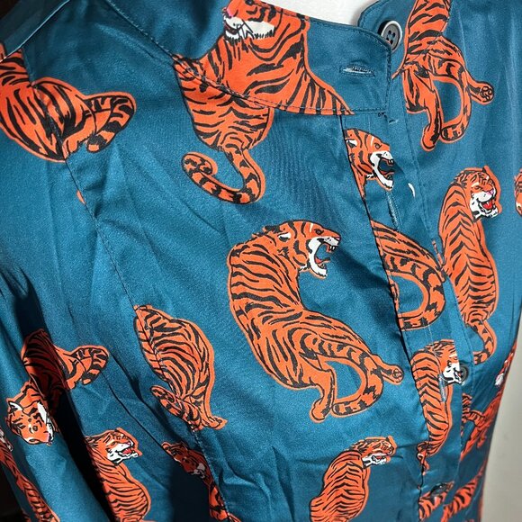 Dressed in LALA Wild Woman Teal Satin Playsuit Set - Picture 4 of 8